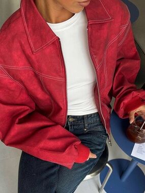 Red "leather" jacket from Off Campus